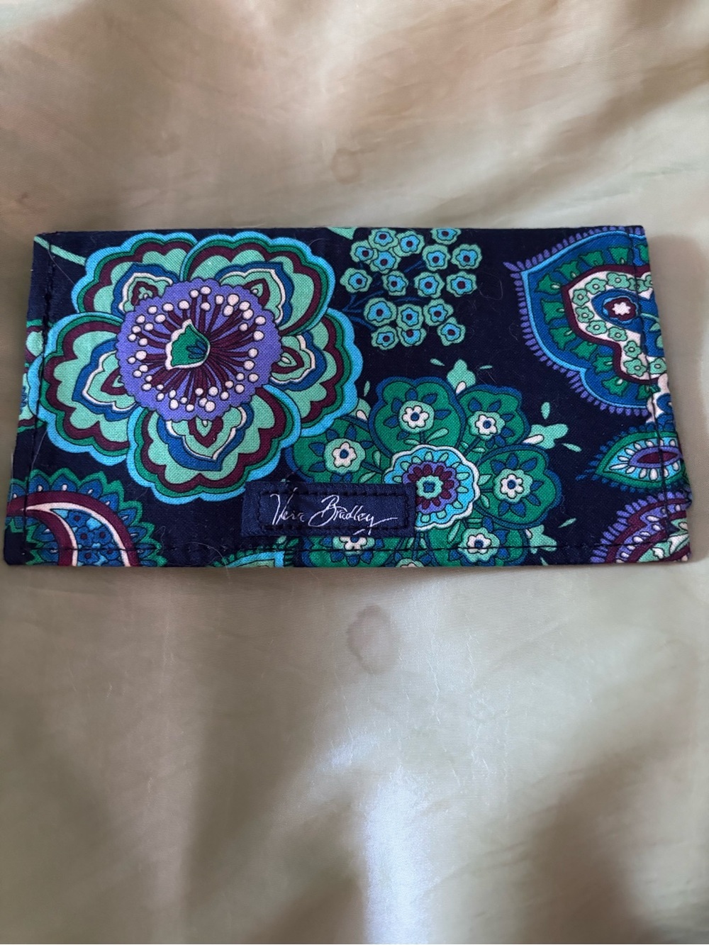 Vera Bradley Navy Quilted Floral checkbook cover with Teal & Purple Accents